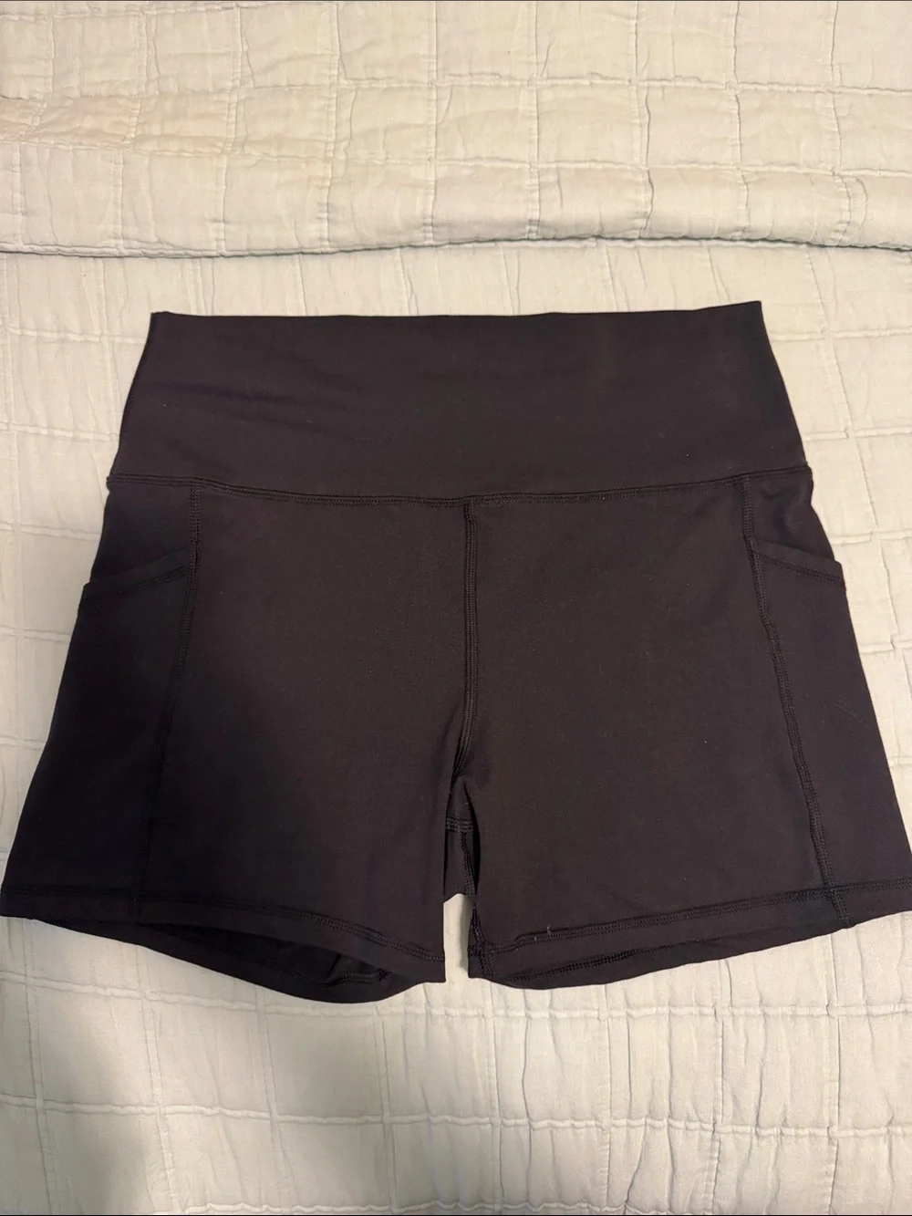 aerie Black High-Waist Athletic Shorts with Side Pockets - Picture 1 of 3